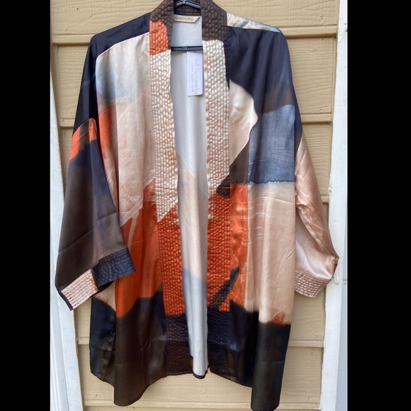 NWT Soft Surroundings Ainsley Abstract Kimono, Copper-S/M - Picture 4 of 8